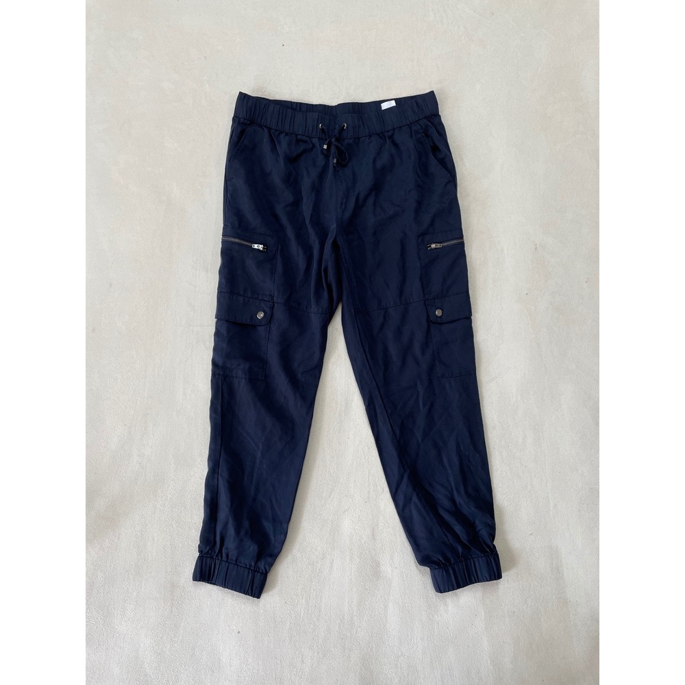 Banana Republic Women Navy Blue Tencel Jogger Cargo Pants Ankle Size M